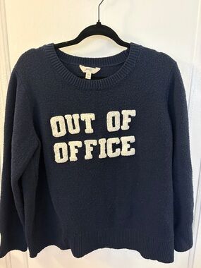 Terra & Sky Navy Sweater with White 'Out of Office' Graphic